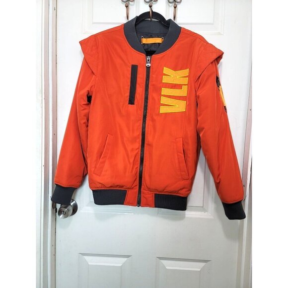 Apex Legends VLK Bomber Jacket Quilted Lining Orange & Gray Ram Logo Unisex S - Picture 1 of 15